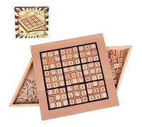 Juego de Sudoku de Madera con Tablero, 90 Fichas de Números Grandes y Piedras de Pensamiento, 2 Cajones de Almacenamiento - Juego de Lógica y Entrenamiento Cerebral para Todas Las Edades