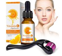 Juego de suero de vitamina C con microeedling Derma Roller para la cara, 0,5 mm, con suero de vitamina C, 540 Titanium Dermaroller