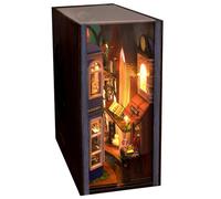 Juego de sujetalibros DIY para adultos, juego de sujetalibros DIY - Inserto de estantería en 3D, sujetalibros activo con luz LED, sujetalibros DIY Tiny House para escritorio en casa