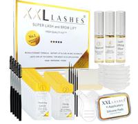Juego de Super Lash & Brow Lift de XXL Lashes, kit de levantamiento permanente de cejas, Laminación pestañas, tiempo de aplicación 5-6 min, 56 pz para aprox. 15 aplicaciones, manual incl.