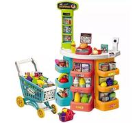 Juego de supermercado con carrito de la compra con ruedas - set de 76 piezas, 78 cm