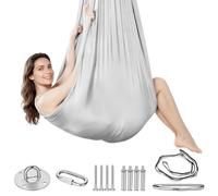 Juego de suspensión para yoga aéreo, columpio de aérea, nido de pájaro, asiento hamaca portador, capacidad de carga máxima 200 kg, Grau, 150 x 280 cm