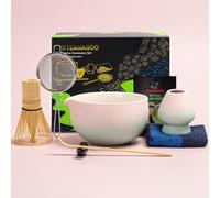 Juego de t japon s (7 piezas), batidor de matcha, cuenco para matcha con pico vertedor, batidor de matcha de bamb (chasen), cuchara (chashaku)