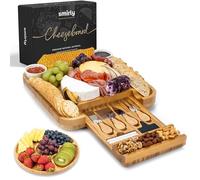 Juego de tabla de queso SMIRLY: juego de tabla para charcutería, juego de tabla de queso de bambú - regalos para inauguración de casa, nuevo hogar, regalos de boda para pareja, regalo para despedida