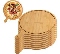 Juego de tabla de servir y cortar de madera con asa, duradera y ligera para uso doméstico y restaurante, diseño redondo