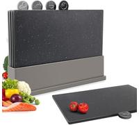 Juego de tablas de cortar con iconos de alimentos, tabla de cortar de plástico profesional y base antideslizante de fácil almacenamiento para cocina, 4 piezas de colores gratis