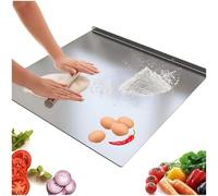 Juego de tablas de cortar de acero inoxidable 304 grandes de 19.7 x 23.6 pulgadas con rodillo y alfombrilla antideslizante para carne, verduras, pan, esencial para la cocina