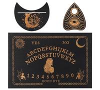 Juego de tablas de madera negra Ouija de 11.8 x 7.8 pulgadas, tableros de conversación clásicos con planchette, tablero espiritual con mensaje metafísico, regalos wiccanos (2)