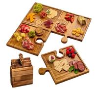 Juego De Tablas para Charcutería - Bandeja de Madera Fácil de Limpiar,Bandeja de Servir Aperitivos y Tabla de Charcutería,para Regalo Casa Nueva Reuniones Familiares Queso Fiambres Pan Frutas