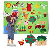Juego de Tablero de Cuentos de Fieltro para Niños,33PCS 3.5Ft Felt Farm Story Board Set, Animales de Granja, Juguetes Interactivos, Regalo de Cumpleaños para Niños Pequeños 2 3 4 5 6 Años