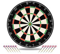 Juego de tablero de dardos, diana profesional de yute de 18 pulgadas con 12 dardos de punta de acero, sistema de alambre redondo para reducir rebotes, juego de diana de anillo de números rotativos