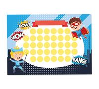 Juego de tablero de recompensas para niños como bloc de notas desprendibles 10 hojas - Concepto motivador - con grandes pegatinas para niños y niñas - juego en blanco con motivos de superhéroes 17.