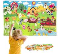 Juego de tableros de fieltro de animales de granja, 41 x 30 pulgadas, juguetes interactivos de narración de cuentos para niños pequeños, actividades de pared de fieltro de aprendizaje temprano para