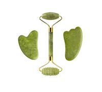 Juego de tableros de piedra Gua Sha, masajeador con rodillo de jade, raspador de gouache, lifting facial, spa, cuidado de la piel, herramientas de belleza(3pc gua sha 03)