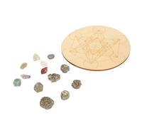 Juego de Tableros de Rejilla de Cristal para Meditación y Positividad con Piedras de Chakras, Rejillas de Energía de Madera Compuesta para Principiantes de Wicca (A07)