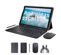 Juego de tabletas 2 en 1 de 10 GB + 64 GB de 10.1 pulgadas Android 14 tabletas con funda de teclado, mouse inalámbrico, pantalla táctil Flim 10.1 pulgadas 1280 x 800 HD, 8 MP, cámara dual, juegos