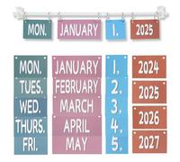 Juego de tablón de anuncios colorido con 54 tarjetas de fecha, calendario colorido con soporte, soporte ajustable para calendario escolar y suministros de decoración de aula (estilo 1)