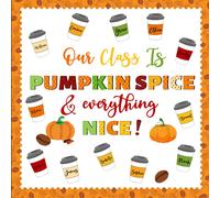 Juego de tablones de anuncios de taza de cafι de otoρo: somos especias de calabaza y todo lo bueno, recortes de calabaza y cafι para el aula de o
