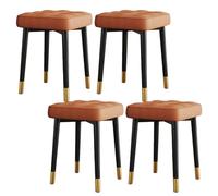 Juego de taburete corto sin respaldo, asiento tapizado apilable con patas de metal para cocina, comedor y vestidor