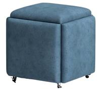Juego de taburete de maquillaje multifuncional 5 en 1 con ruedas giratorias, silla otomana de cubo para sala de estar, dormitorio, reposapiés apilable