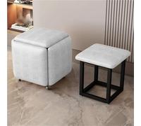 Juego de taburete otomano anidado, otomano apilable con ruedas para sala de estar, reposapiés móvil para asientos y almacenamiento versátiles