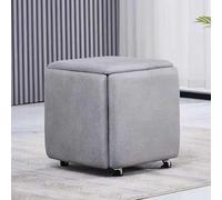 Juego de taburetes 5 en 1 con ruedas giratorias, apilables, de piel sintética, para salón o comedor, reposapiés y sillón, 45 x 45 x 48 cm, cuero 7)