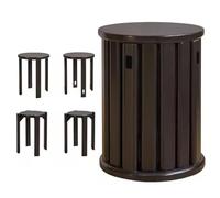 Juego de taburetes apilables, mesa de centro de madera maciza para uso versátil, taburete combinado que ahorra espacio para sala de estar, dormitorio, cocina