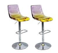 Juego de taburetes de bar ajustables con respaldo y reposapiés, sillas de cocina de resina transparente para comodidad de comedor