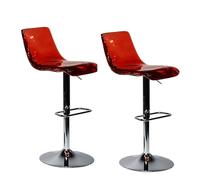 Juego de taburetes de bar ajustables con respaldo y reposapiés, sillas de cocina de resina transparente para comodidad de comedor