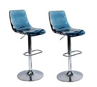 Juego de taburetes de bar ajustables con respaldo y reposapiés, sillas de cocina de resina transparente para comodidad de comedor