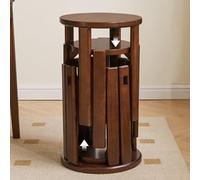 Juego de taburetes de madera apilables, 4 mesas auxiliares redondas para ahorrar espacio, ideal para dormitorio y sala de estar