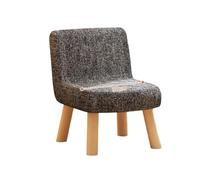 Juego de taburetes de madera maciza con respaldo y cojín de lino extraíble, cómodos taburetes pequeños para el hogar u oficina, esponja de alto rebote, juego de 4