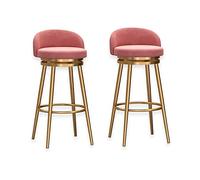 Juego de taburetes giratorios de terciopelo de 1/2 con respaldo bajo, marco de metal, tapizado, para cocina, comedor, patio, isla, asiento de bar elegante y cómodo