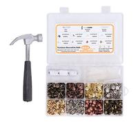 Juego de tachuelas para tapicería de 822 piezas, clavos decorativos para muebles en 8 acabados antiguos, acero al carbono con regla de tela, martillo y soportes anti-impacto para
