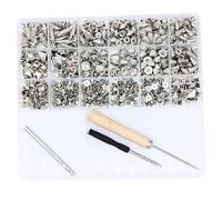 Juego de tachuelas y púas de aleación de metal, 455 piezas/juego, 8 tamaños, 2 tachuelas, 3 herramientas y caja de almacenamiento de 20 ranuras, accesorios punk, bricolaje, para manualidades de ropa