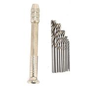 Juego de taladro manual con tornillo de banco, herramienta de perforación manual de acero inoxidable con 10 puntas giratorias para madera, plástico, nogal, cuentas de ámbar, cera