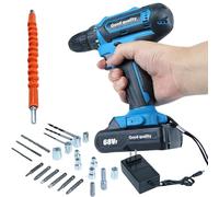 Juego de taladro sin cable - 21V Sin Escobillas 2 Velocidades con Batería Recargable,Juego de Brocas y Puntas para Taladro,Reparaciones en Casa, Carpintería, Bricolaje,