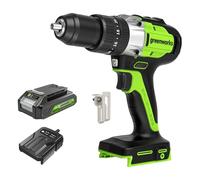 Juego de taladros de impacto inalámbricos Greenworks de 24V, taladro percutor de 60Nm, con batería de 2Ah y cargador, bolsa de herramientas portátil