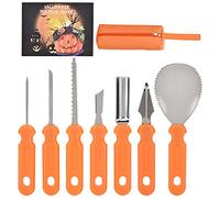 Juego de tallado de calabaza de Halloween, 7 piezas, de acero inoxidable, herramienta de tallado de calabaza, con bolsa de transporte, cuchillo profesional para trinchar, para adultos y niños