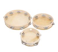 Juego de tambor de palmada de campana de madera de pandereta de 3 piezas, instrumento de percusión de jingle de una sola, madera maciza con fondo de piel de vaca, tamaños de 6, 8