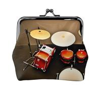 Juego de tambores, monedero estándar, kit de viaje pequeño, bolsa de almacenamiento para escapadas de fin de semana y viajes de negocios, Black, Talla única, Bolsa para monedas