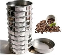 Juego de tamices de malla de 10 capas para granos de café, pantalla de acero inoxidable de malla 12-21 con bandeja inferior, tamizado de precisión para uso en el hogar, cafetería, laboratorio