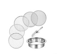 Juego de tamices de tierra con 5 pantallas de malla de acero inoxidable para filtrar compostaje de suelo y eliminación de desechos de jardín y resistente a la corrosión