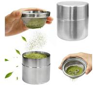 Juego de tamiz y lata de almacenamiento de matcha, recipiente de acero inoxidable con anillo agitador, contenedor de tamiz fino de malla 40 para matchas en polvo, té, café, azúcar, especias