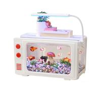 Juego de Tanque de Peces de Acuario Estilo TV, con oxigenación rápida y Coloridas Luces de Tira led, Adecuado para Mantener Peces Tropicales de Agua Dulce.-White||S