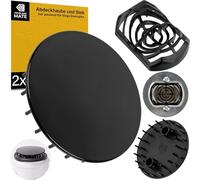 Juego de tapas para desagüe de ducha, diámetro de 75 mm, color negro, compatible con Viega Domoplex 6928 y 6929, repuesto para 6930.0, 649 968, repuesto para desagüe de ducha, filtro de pelo
