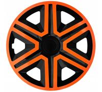 Juego de tapacubos y adornos de rueda 4 piezas en naranja y negro 14 pulgadas