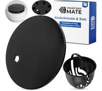 Juego de tapas con filtro de pelo para desagüe de ducha, Ø 112 mm, compatible con desagüe Viega Tempoplex del año de fabricación 2001-2006, tapa ABS ASA negra, filtro de pelo