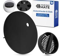 Juego de tapas con filtro de pelo para desagüe de ducha, Ø 115 mm, compatible con desagüe Viega Tempoplex a partir del año de fabricación 2006, tapa ABS ASA negra y filtro de pelo