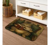 Juego de tapetes de baño de lujo de 3 piezas, diseño de gato vintage, absorbentes, antideslizantes, en forma de U, lavables, acogedores, retro, de secado rápido, de espuma viscoelástica, 20 x 32